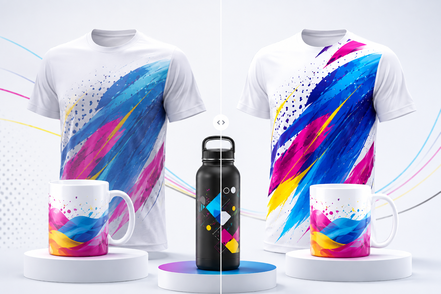 Comparação visual de estampas com branco reforçado